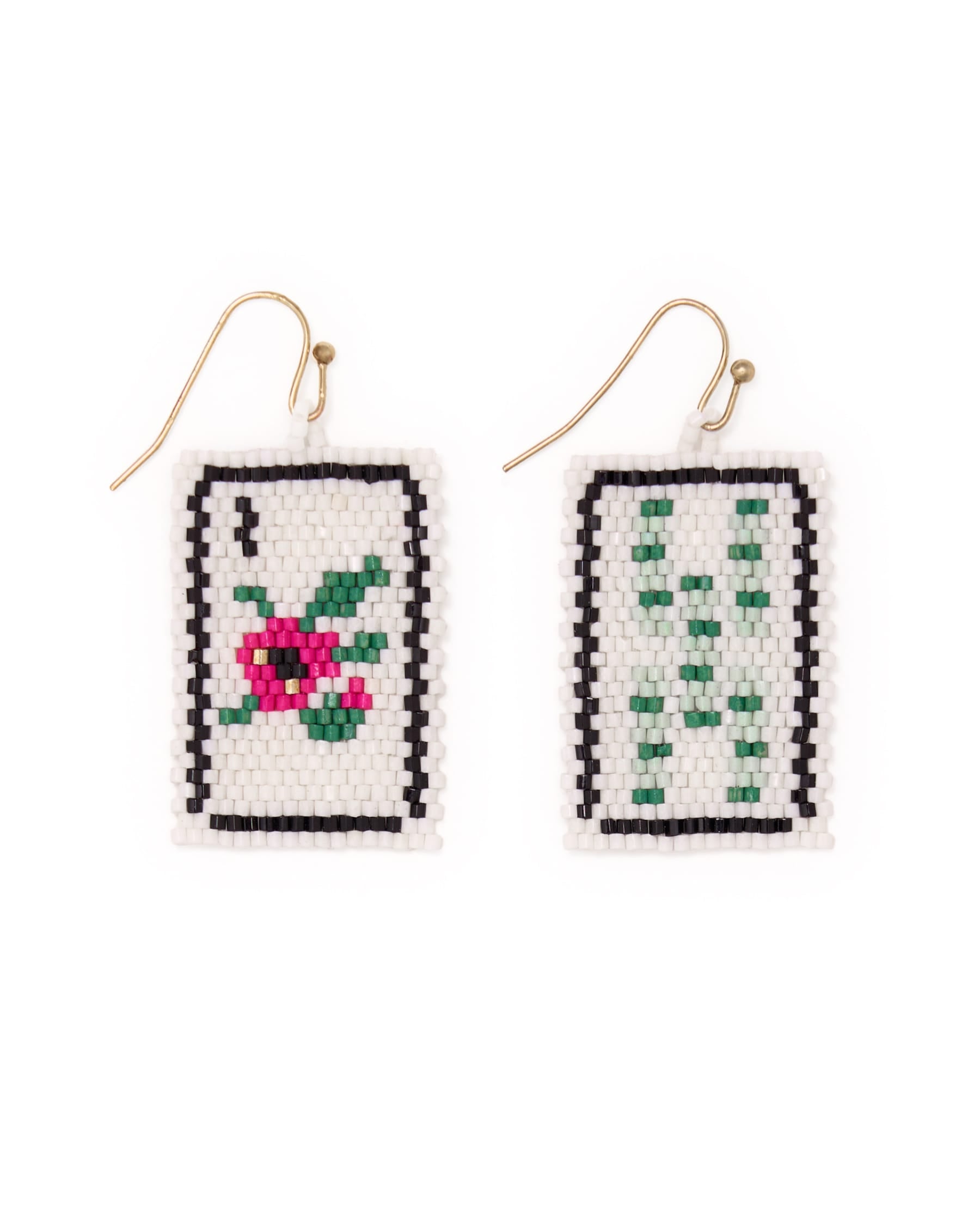 Lily Beaded Mahjong Earrings Flower
