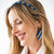 Sadie Vertical Colorblock Luxe Beaded Thin Headband Blue Wholesale
