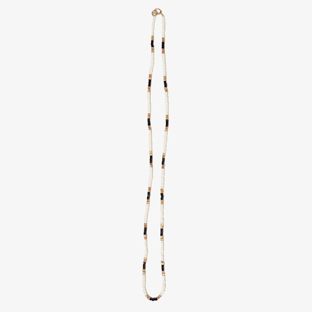 Everly Single Strand 2mm Luxe Bead Necklace Black/White Wholesale