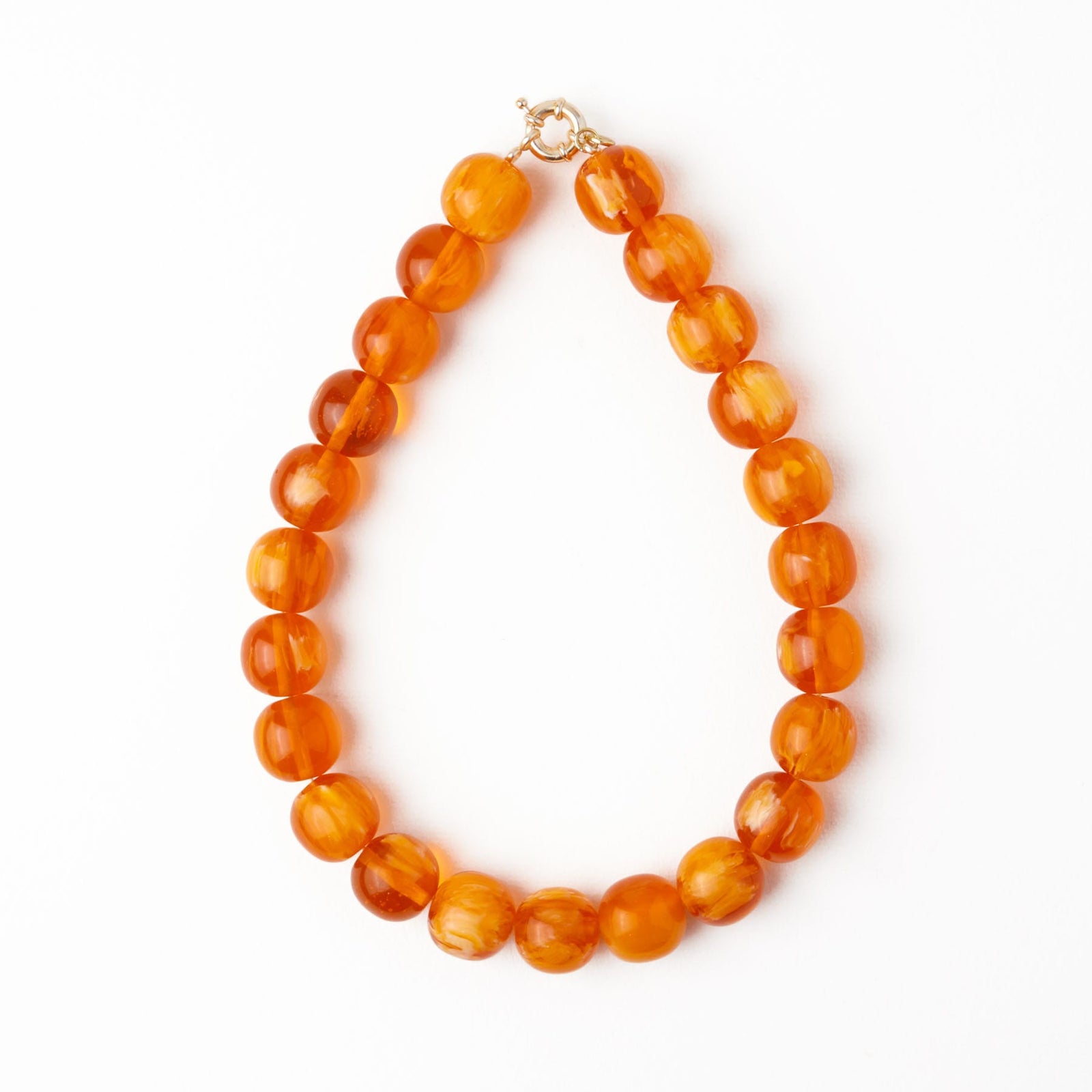 Iris Large Resin Bead Necklace Amber Wholesale