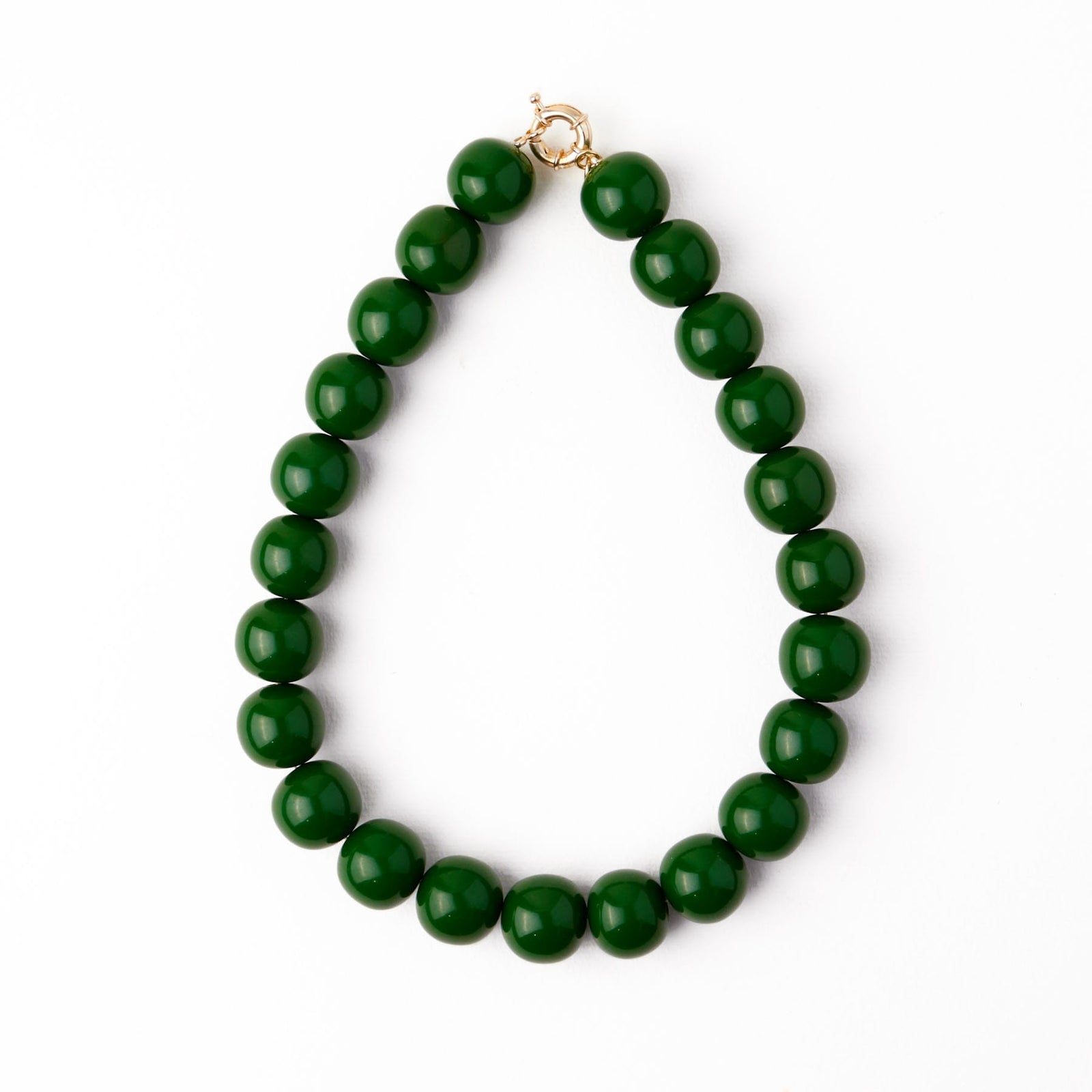Iris Large Resin Bead Necklace Green Wholesale
