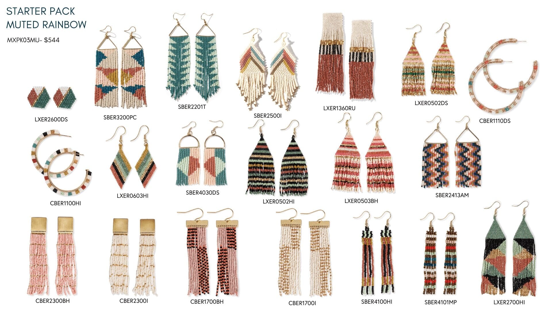 Muted Mixed Earring Starter Pack with Free Display
