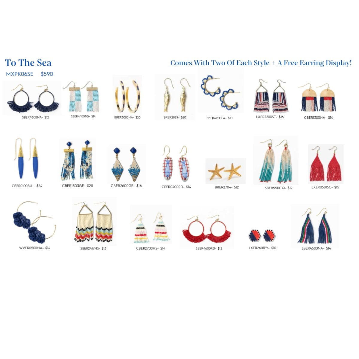 To The Sea Earring Starter Pack with Free Display