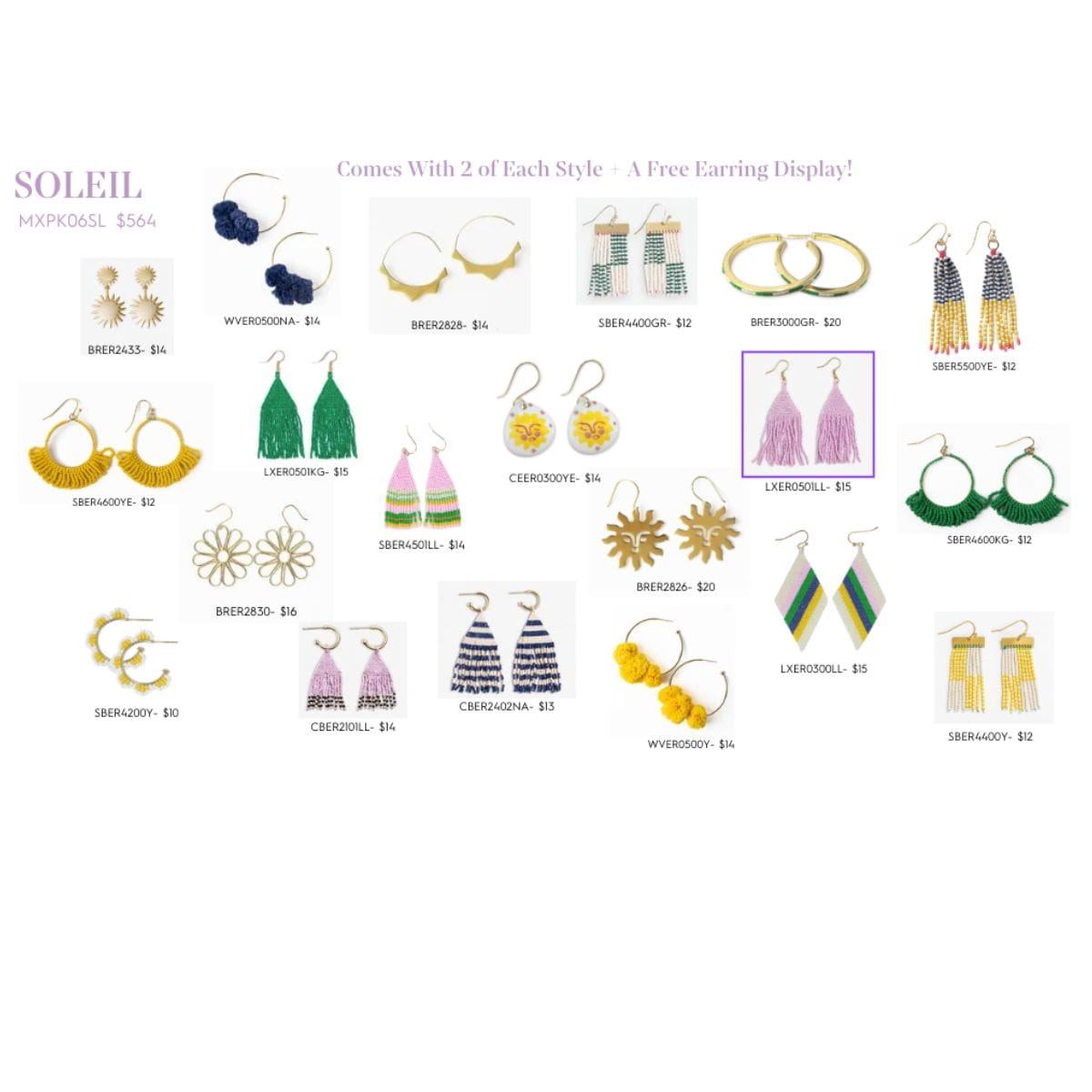 Soleil Earring Starter Pack with Free Display