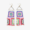 Brooke Squares Beaded Fringe Earrings Neon White Wholesale