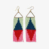 Brooke Split Diamond Beaded Fringe Earrings Tomato Red Wholesale