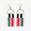 Allison Vertical Stipes Beaded Fringe Earrings Tomato Red Wholesale