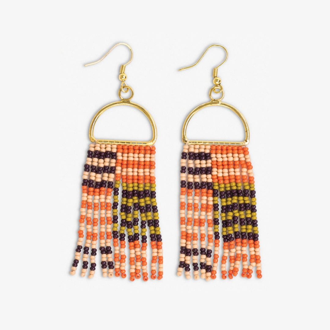 Allison Horizontal Striped Grid Beaded Earrings Jaipur Wholesale