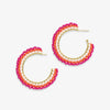 Eve Ombre Beaded Hoop Earrings Hot Pink and Coral Wholesale