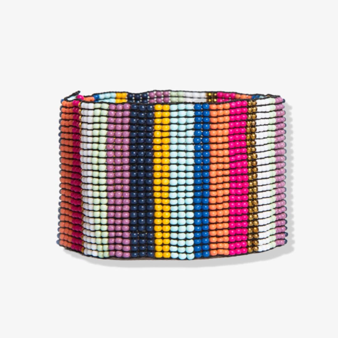 Penelope Vertical Stripe Beaded Stretch Bracelet Multicolor Wholesale