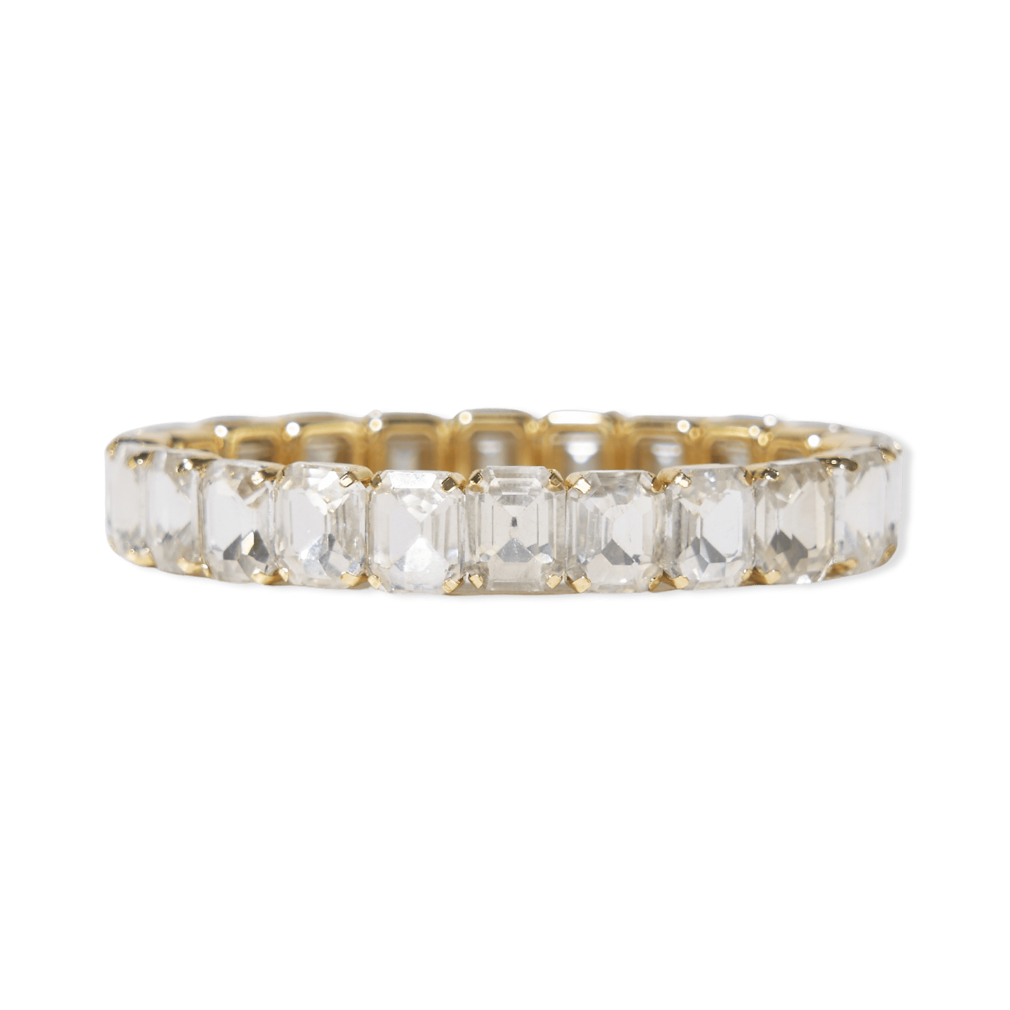 Etta Small Rectangle Stone Stretch Bracelet Clear Wholesale