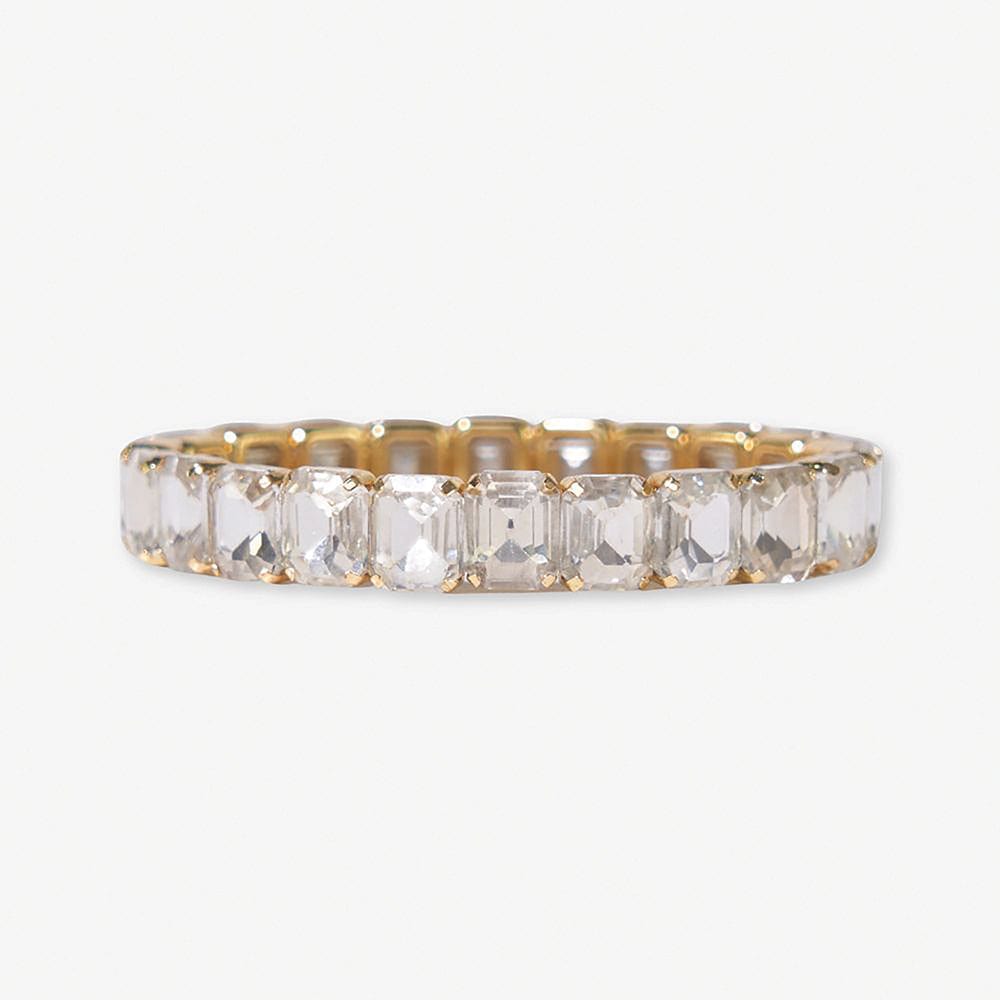 Etta Small Rectangle Stone Stretch Bracelet Clear Wholesale