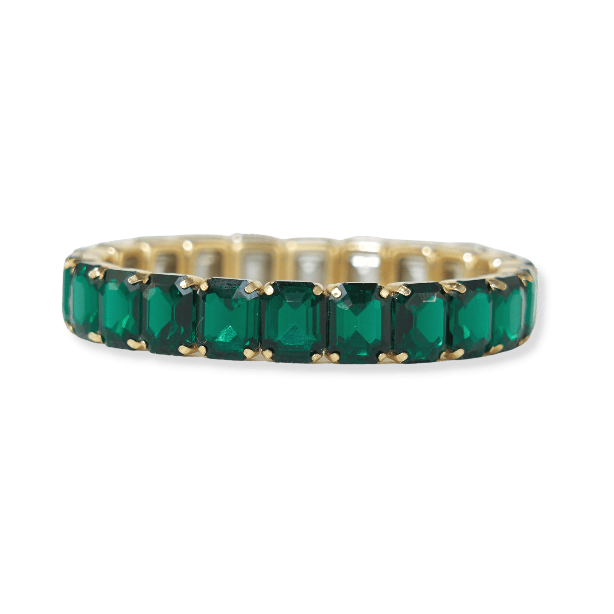 Etta Small Rectangle Stone Stretch Bracelet Emerald Wholesale