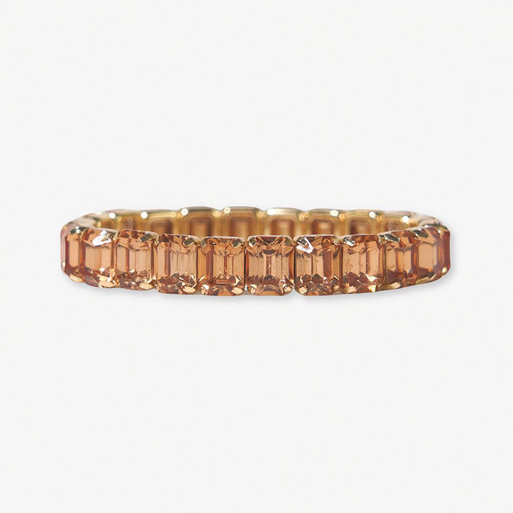 Etta Small Rectangle Stone Stretch Bracelet Gold Wholesale