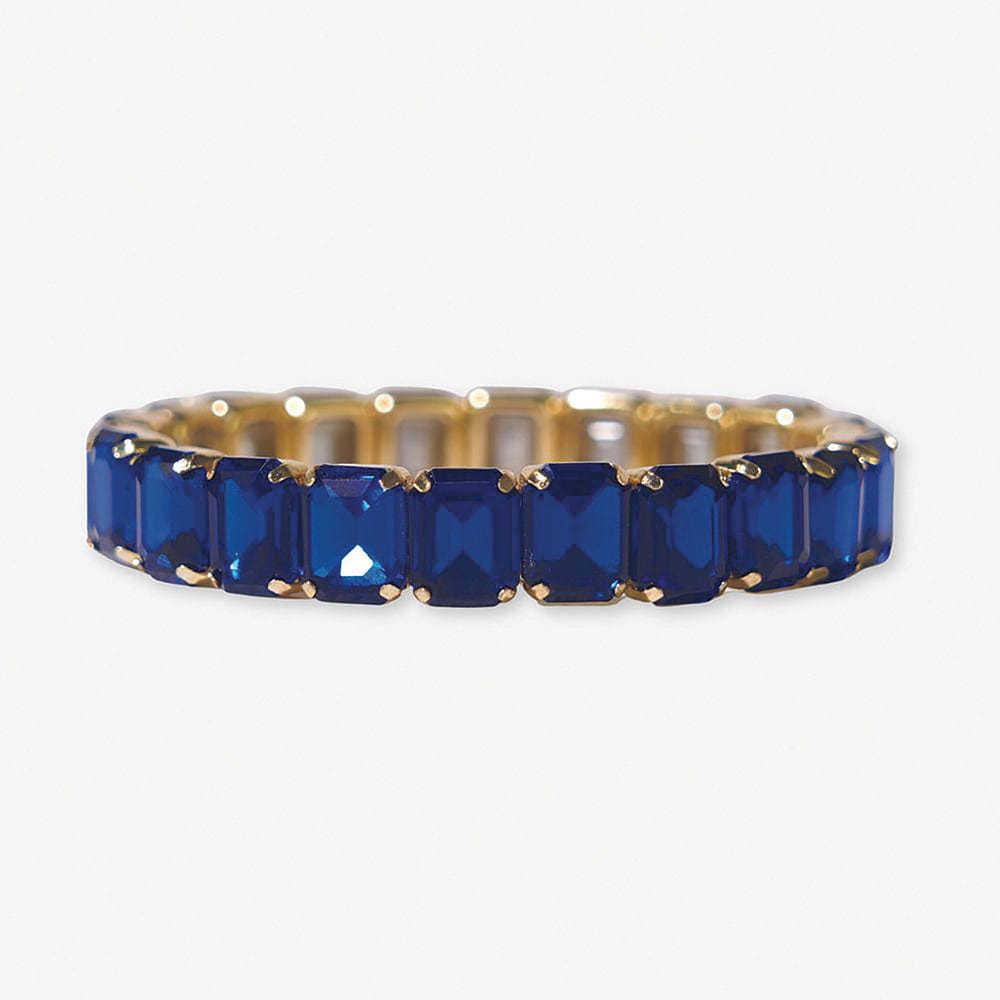 Etta Small Rectangle Stone Stretch Bracelet Lapis Wholesale