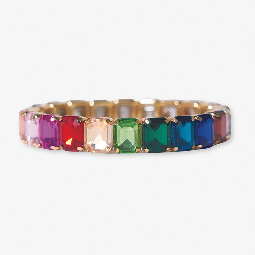 Etta Small Rectangle Stone Stretch Bracelet Multicolor Wholesale