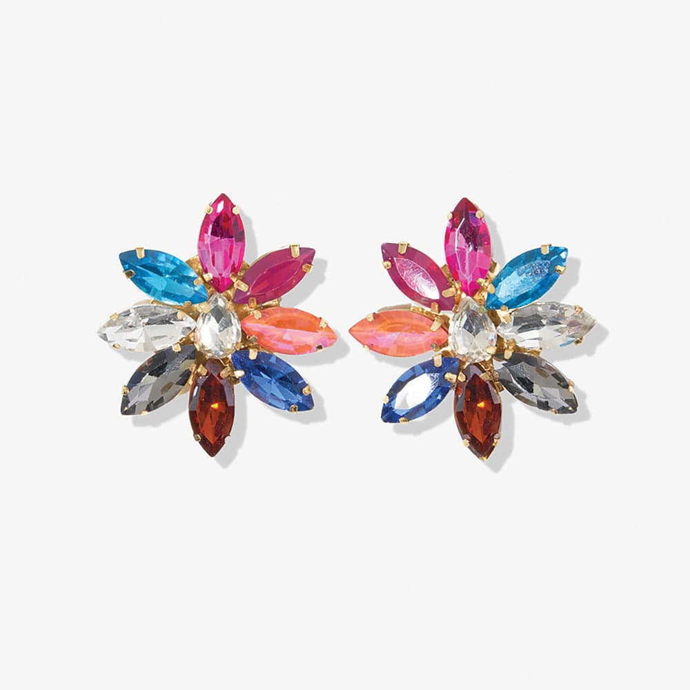 Dahlia Multi Mixed Post Earrings Rainbow Wholesale