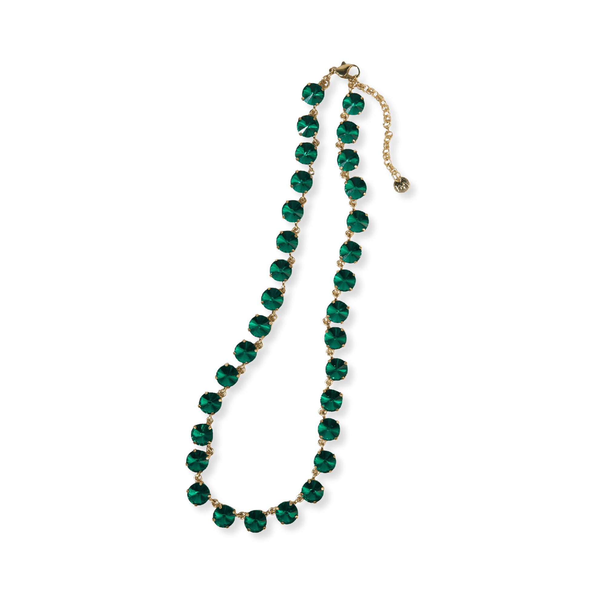 Aurora Medium Round Stone Prism Necklace Emerald Wholesale