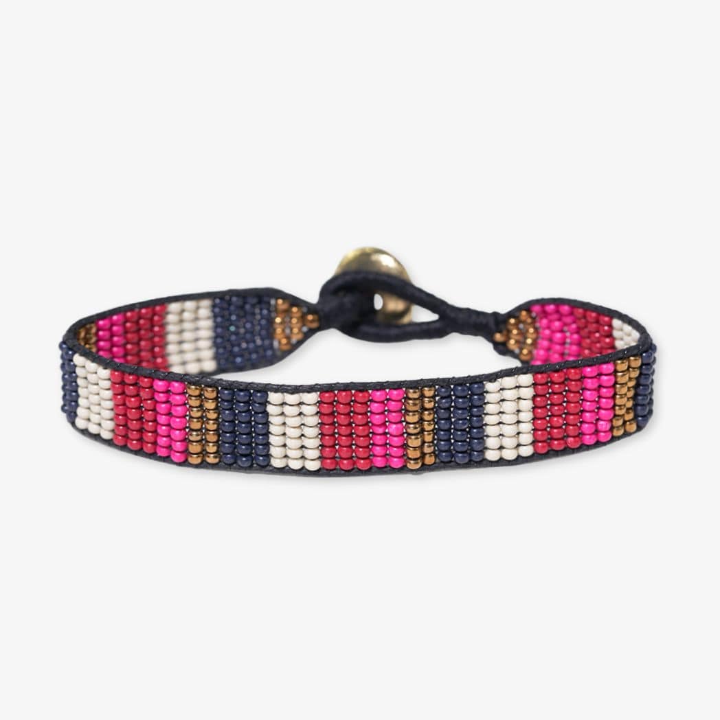 Margot Hot Pink and Red Stripes Friendship Bracelet Wholesale
