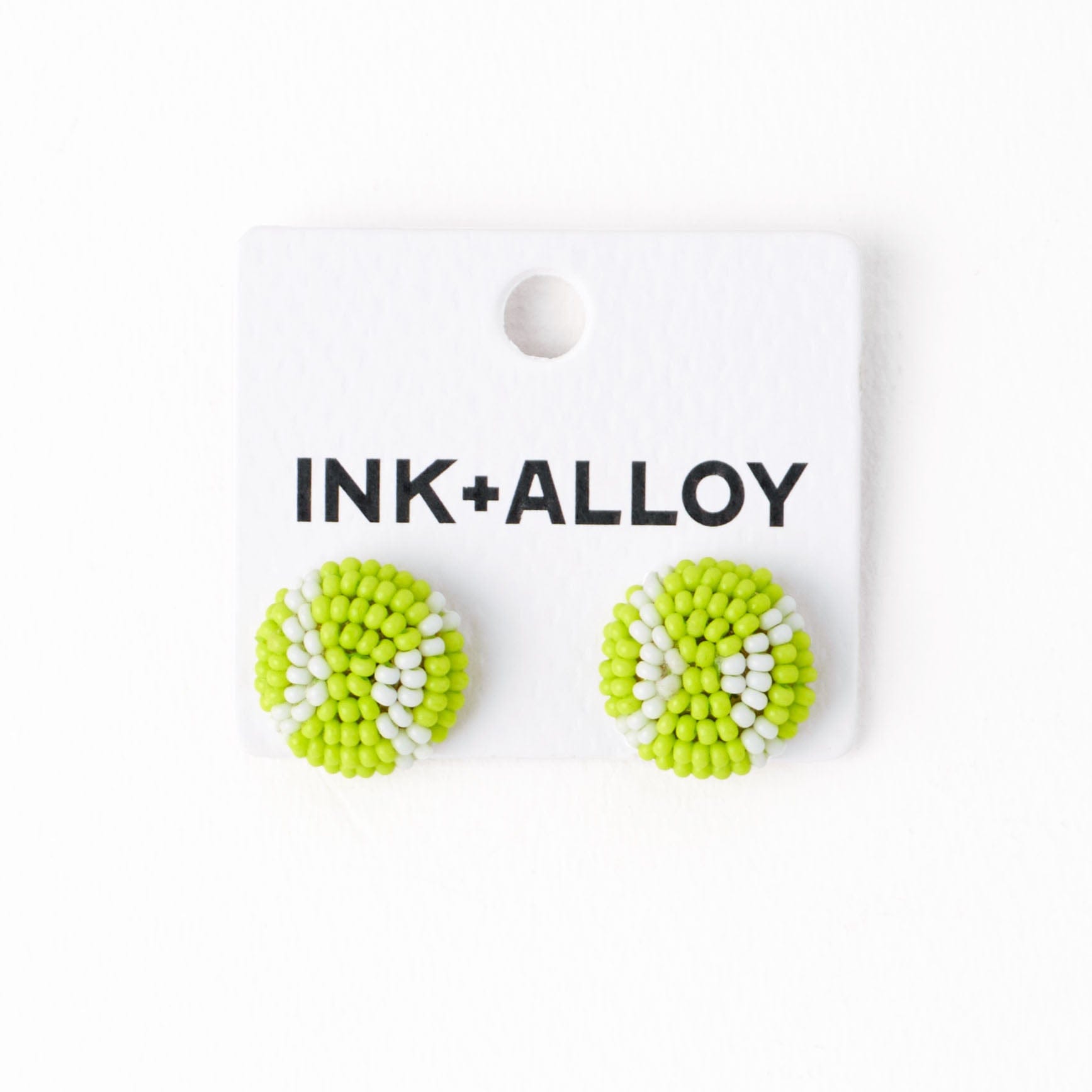 Coco Tennis Ball Beaded Post Earrings Bright Yellow Wholesale