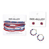 Tina two color beaded post earrings red + blue