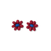 Tina two color beaded post earrings red + blue