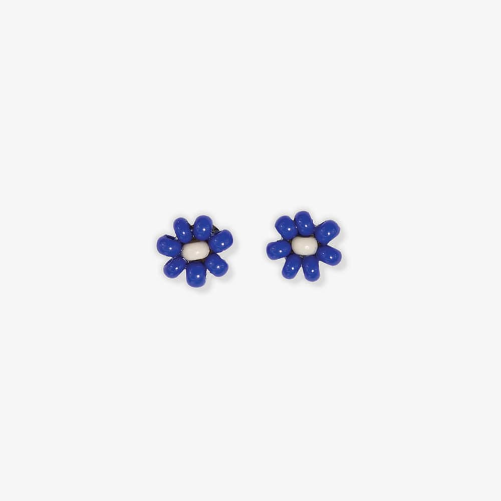 Tina Two Color Beaded Post Earrings Lapis Wholesale