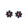 Tina two color beaded post earrings navy + orange