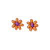 Tina two color beaded post earrings orange + purple