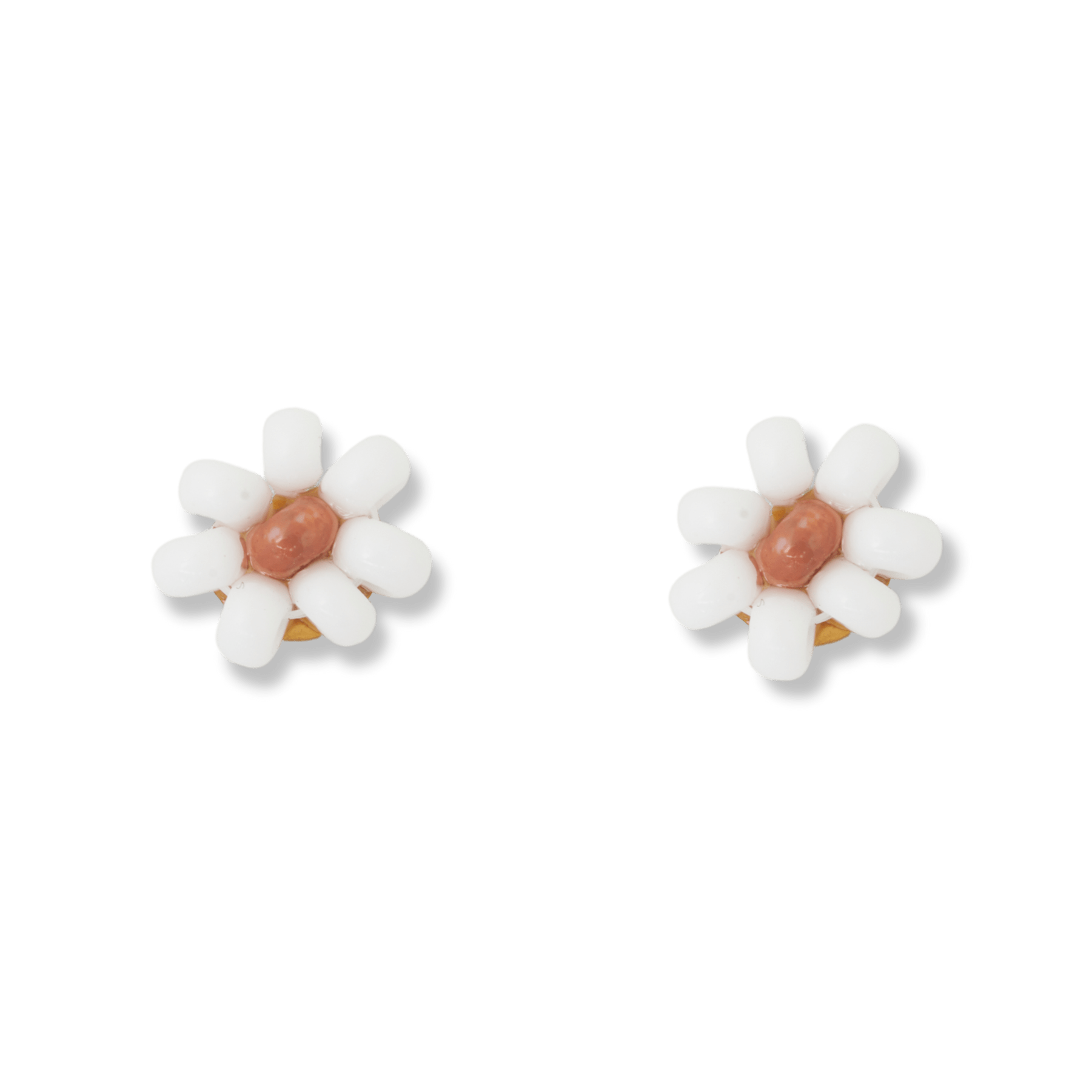 Tina two color beaded post earrings white + rust