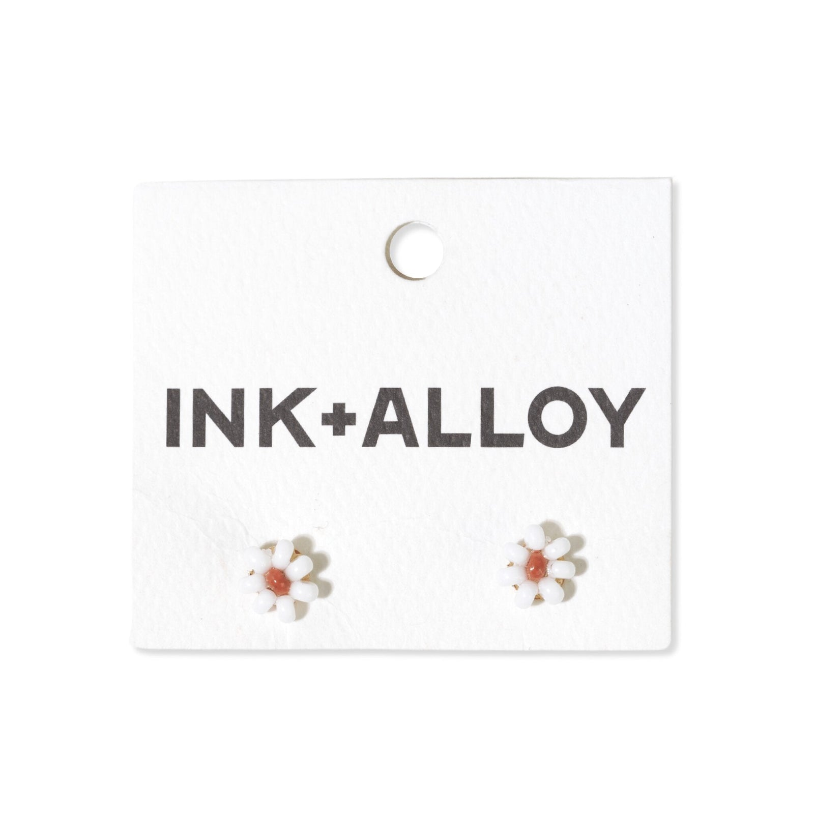 Game Day Flower Two Color Beaded Post Earrings Burnt Orange and White Wholesale