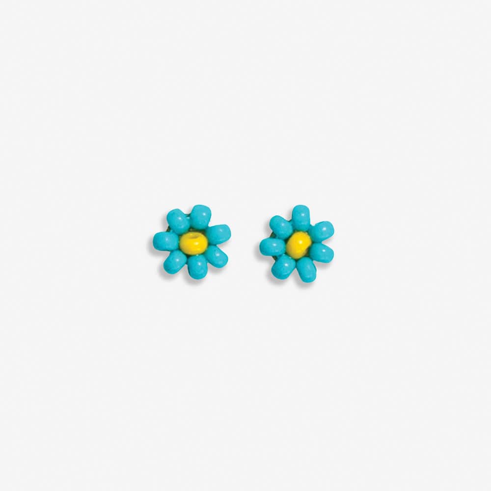 Tina Two Color Beaded Post Earrings Turquoise Wholesale