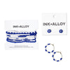 Game Day Mixed Seed Bead Hoop Earring Blue + White