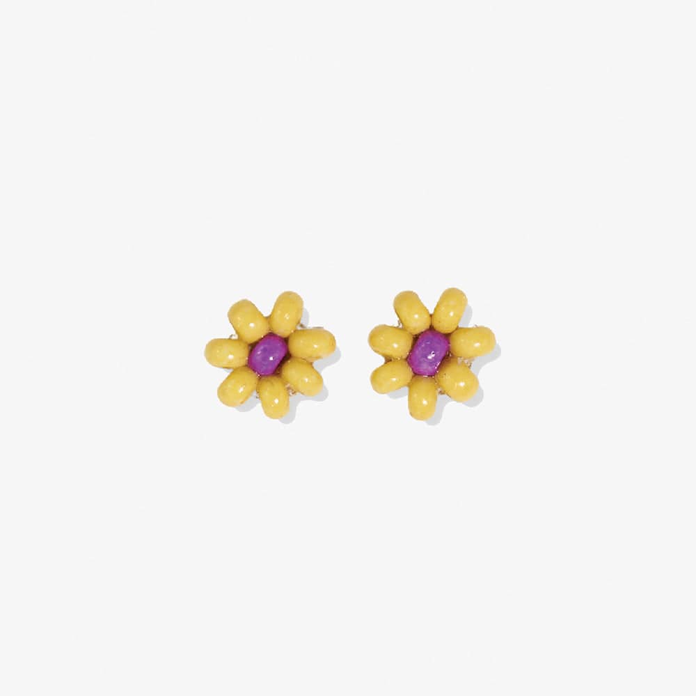 Tina Two Color Beaded Post Earrings Yellow Wholesale