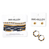 Game Day Mixed Seed Bead Hoop Earring Yellow + Navy