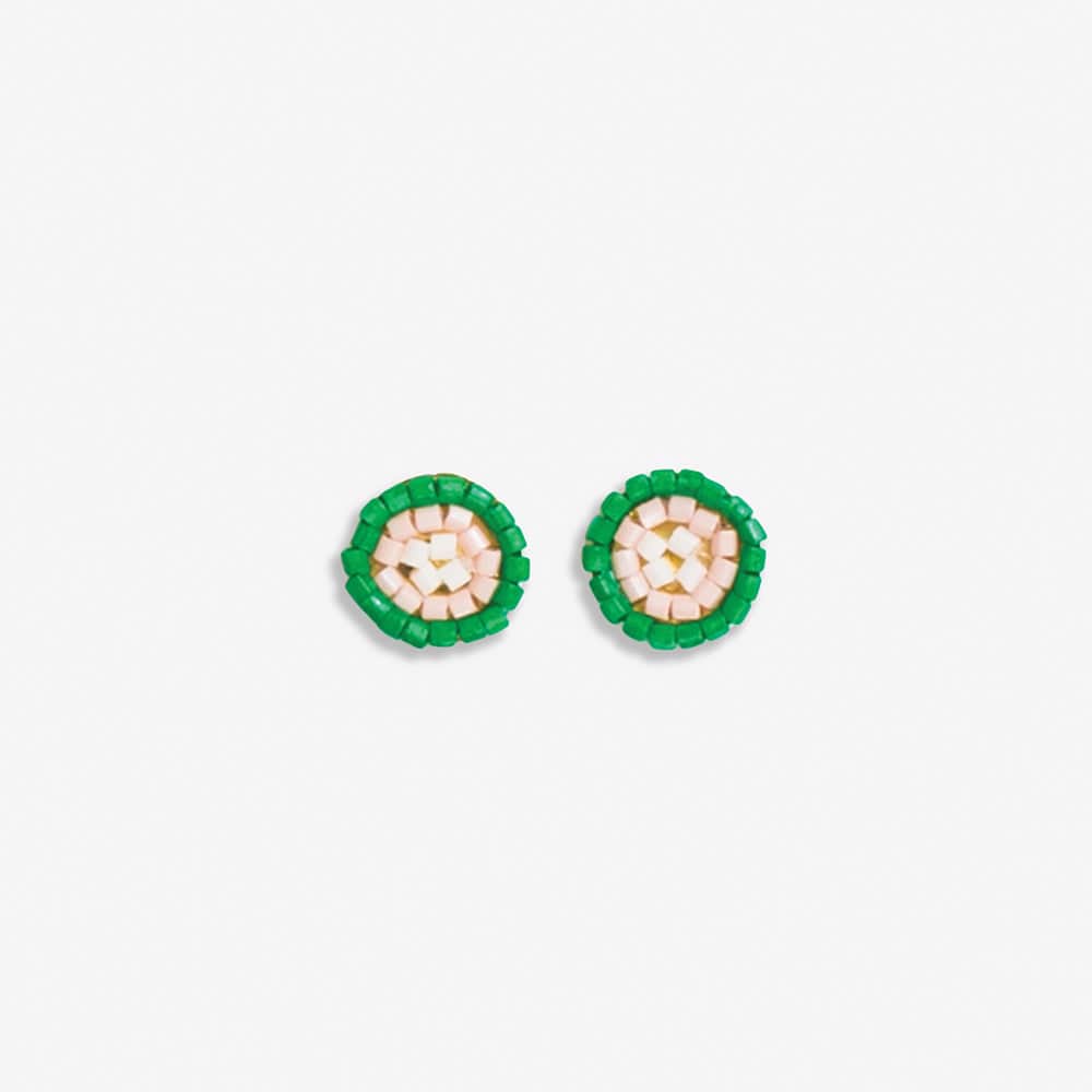 Rowan Circles Beaded Post Earrings Kelly Green Wholesale