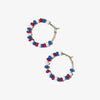 Game Day Mixed Seed Bead Hoop Earring Red and Blue Wholesale