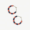 Game Day Mixed Seed Bead Hoop Earring Navy and Orange Wholesale