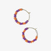 Game Day Mixed Seed Bead Hoop Earring Orange and Purple Wholesale