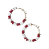 Victoria mixed seed bead hoop earrings white + dark red