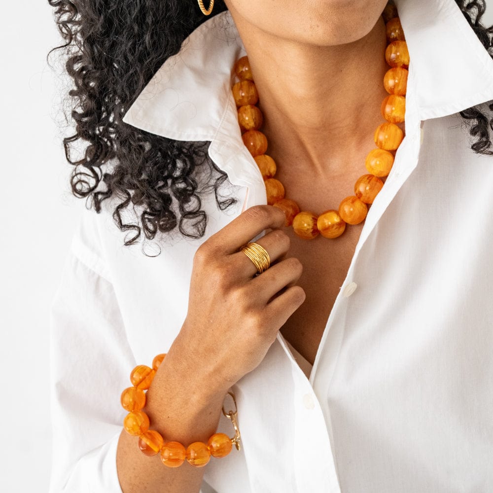 Cece Large Resin Bead Bracelet Amber Wholesale