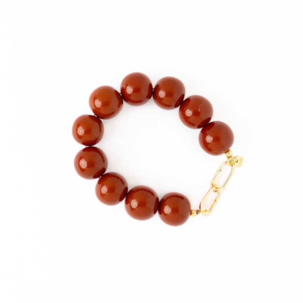 Cece Large Resin Bead Bracelet Brown Wholesale