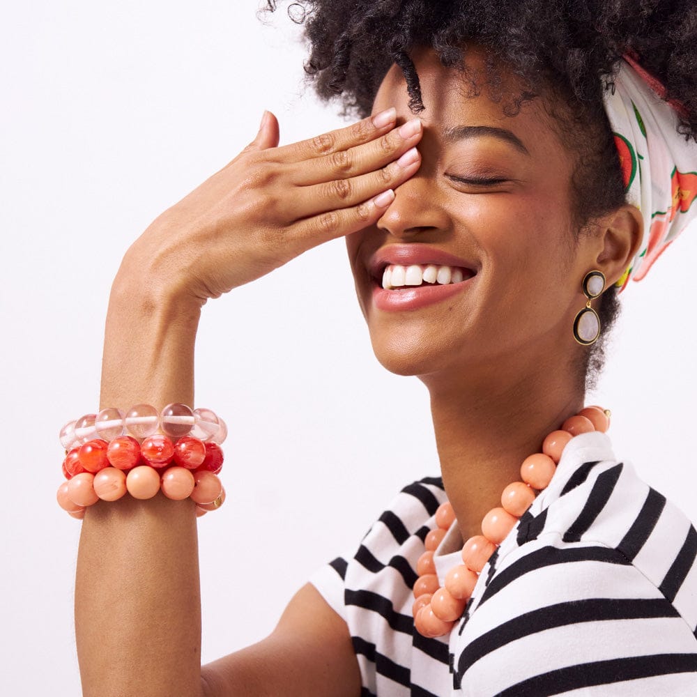 Cece Large Resin Bead Bracelet Clear Wholesale