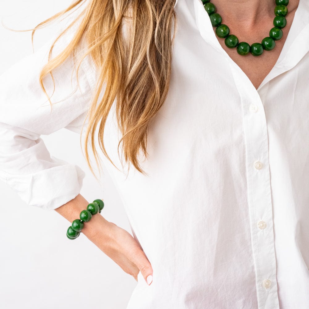 Cece Large Resin Bead Bracelet Green Wholesale