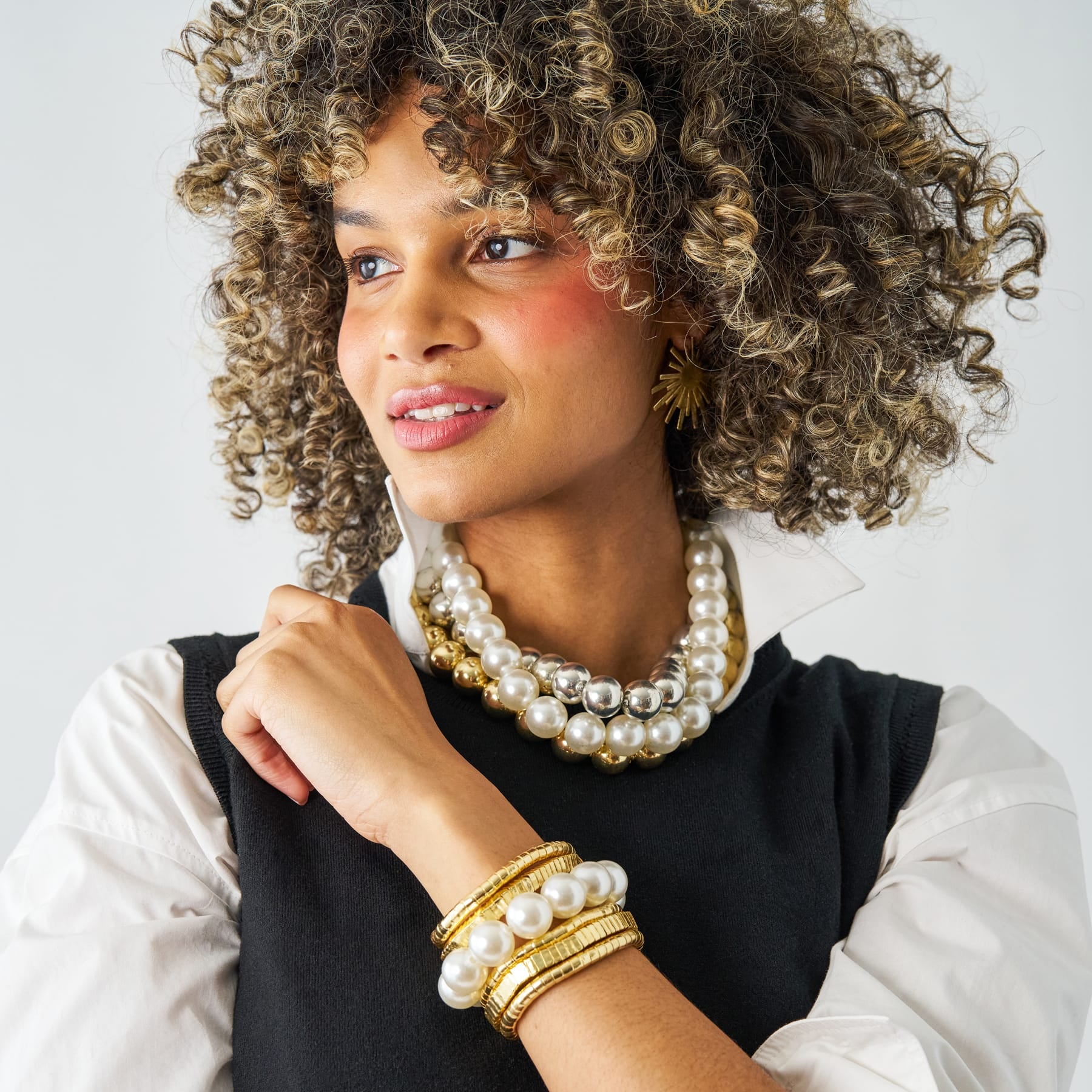 Cece Large Bead Bracelet Pearls