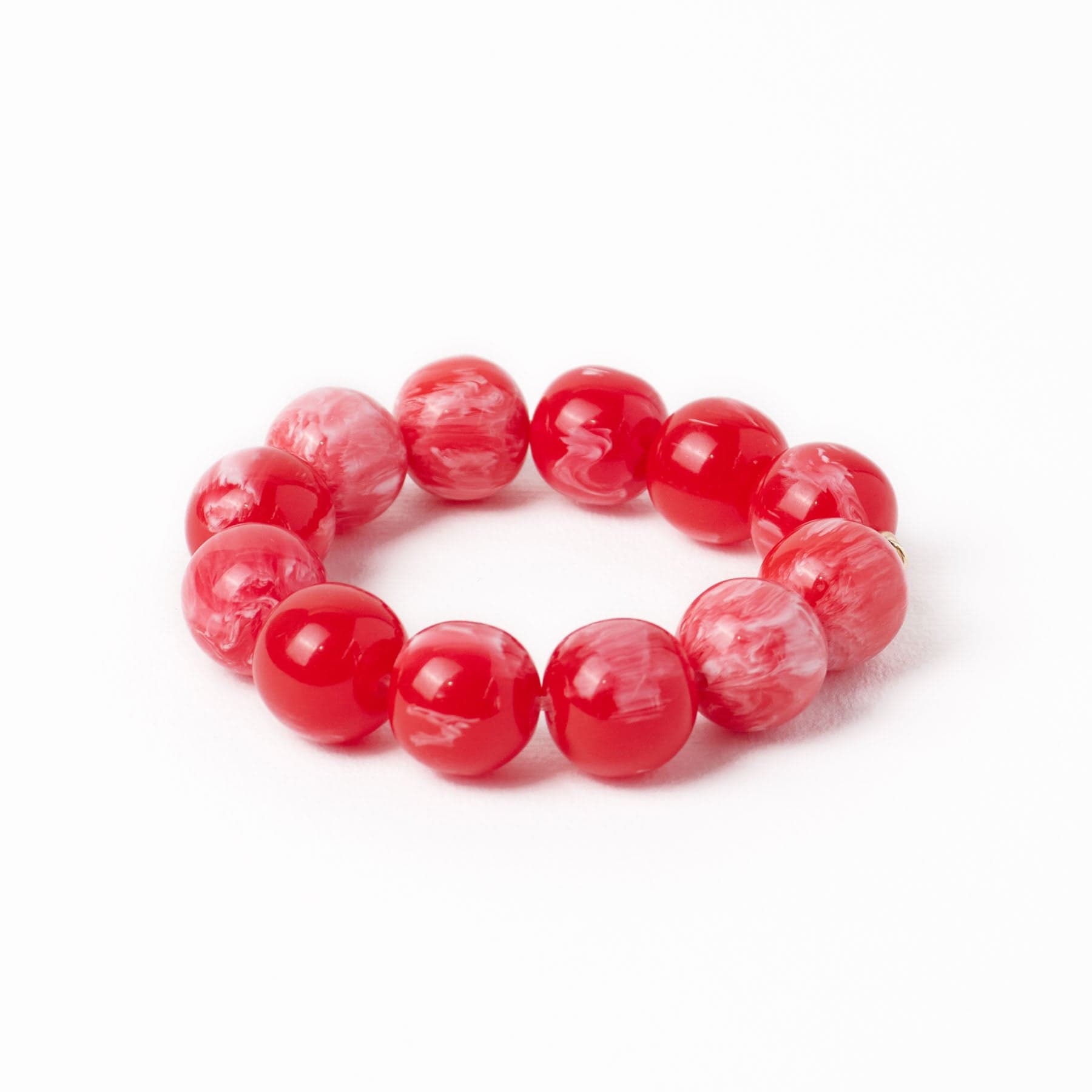 Cece Large Resin Bead Bracelet Red Wholesale