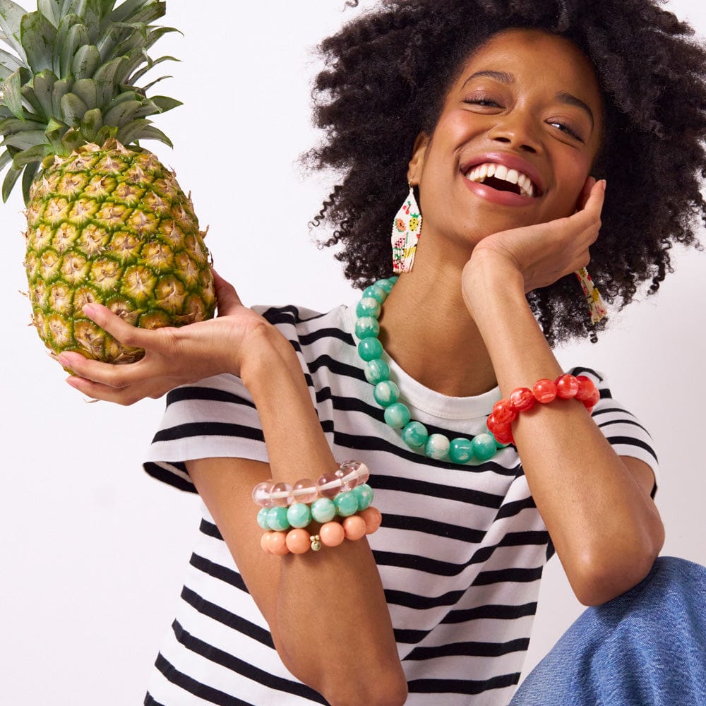 Cece Large Resin Bead Bracelet Aqua Wholesale