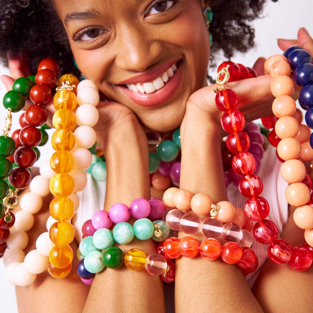 Cece Large Resin Bead Bracelet Aqua Wholesale