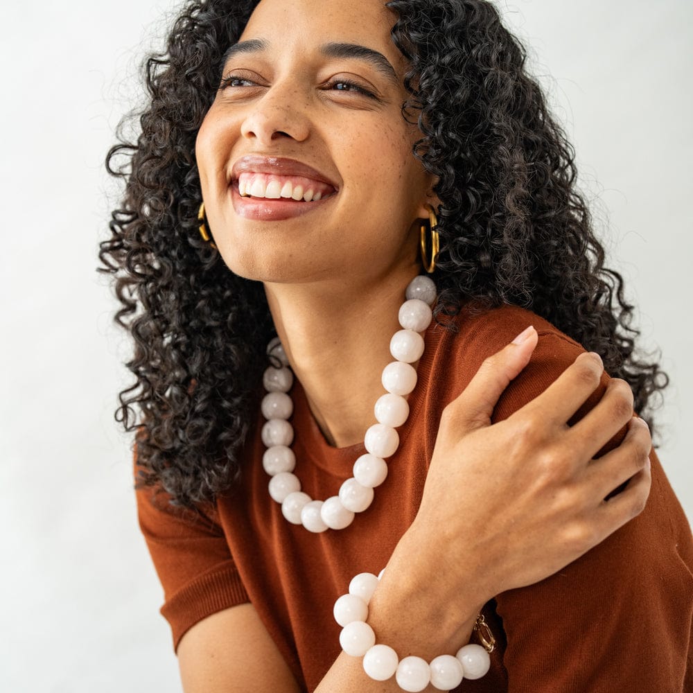 Cece Large Resin Bead Bracelet Milky White Wholesale