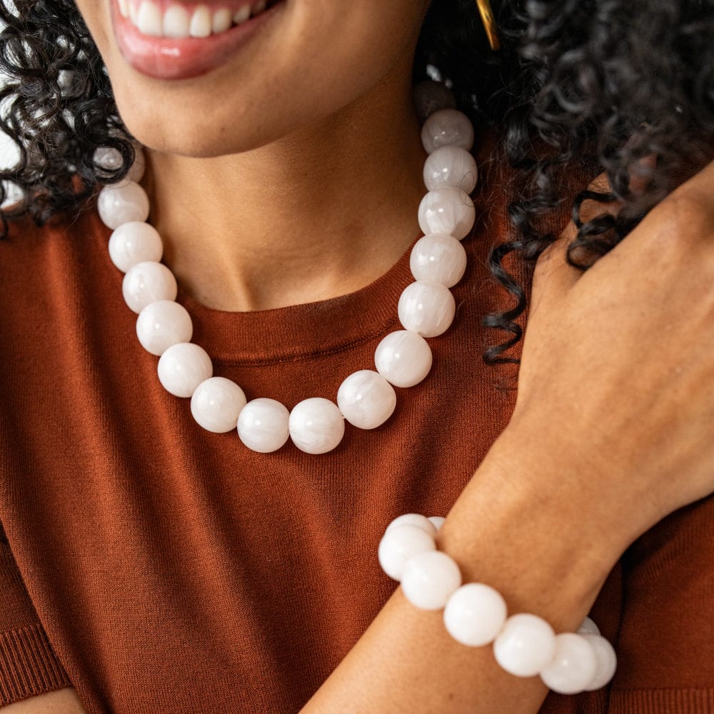 Cece Large Resin Bead Bracelet Milky White Wholesale